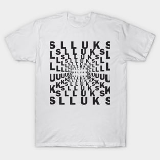 Super cool slluks brand letterink-pencil black-and-white logo design T-Shirt